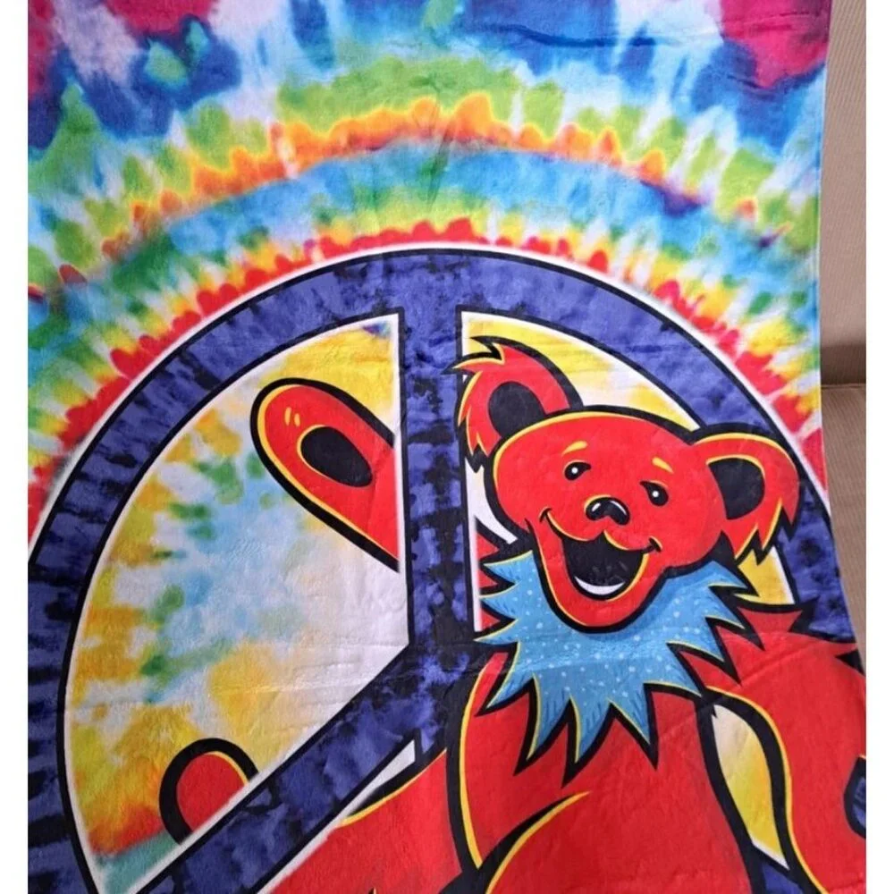 Grateful Dead Towel Beach Bath Pool Gift Cotton Dancing Bear Tie Dye Peace Sign